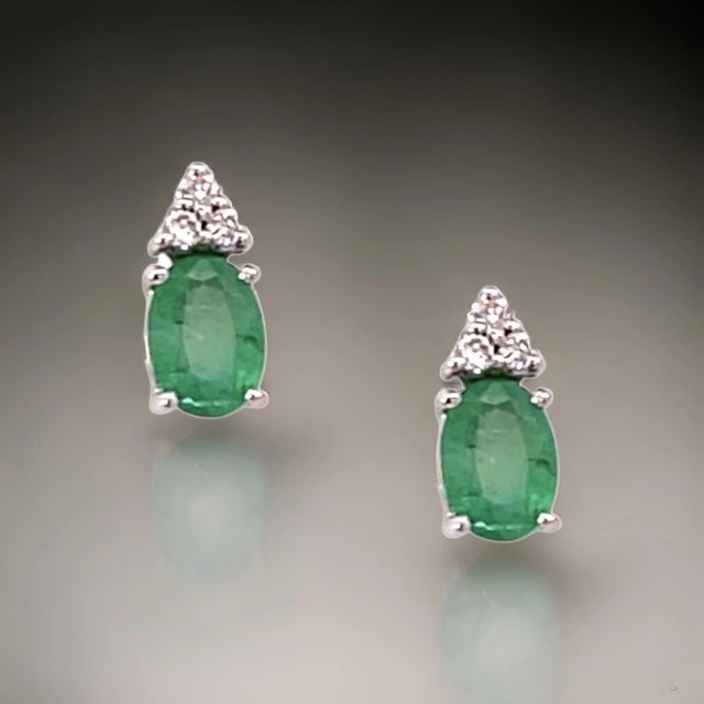 Natural Emerald Diamond Earrings 14k Gold 1.28 TCW Certified For Sale - Image 10 of 10