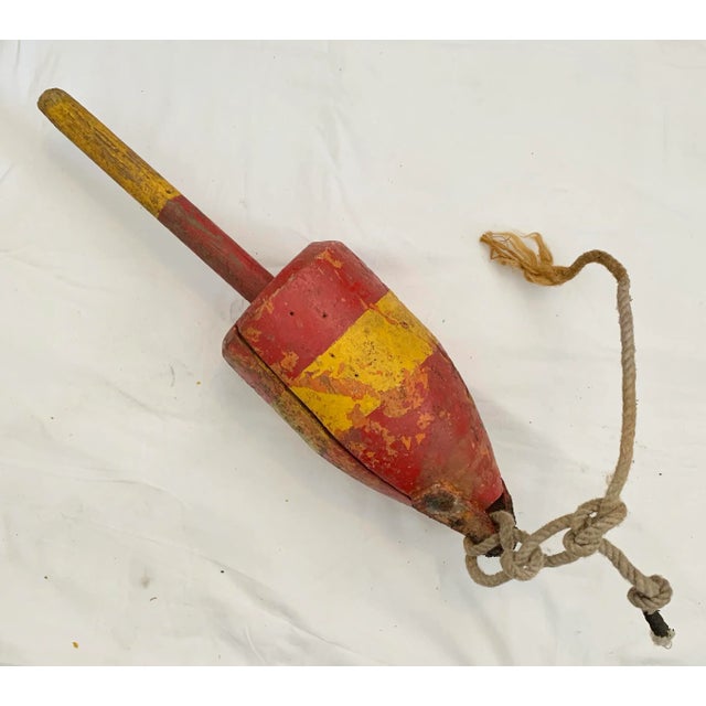 Red & Yellow Wood Buoys, S/2 For Sale In Providence - Image 6 of 9