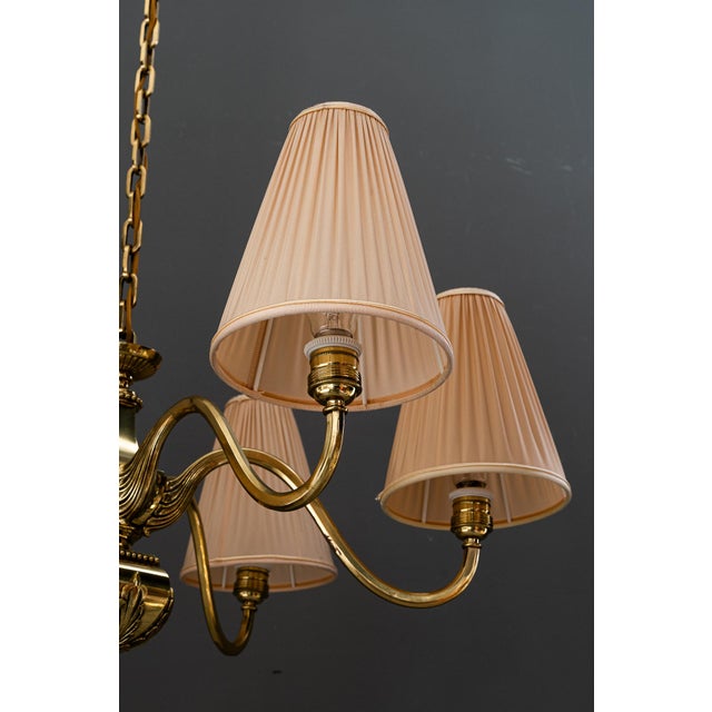 Art Deco Chandelier with Fabric Shades, Vienna, 1920s For Sale - Image 16 of 18