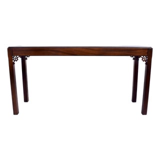 English Chippendale Console Table, Mahogany, Fret Work Design, 1980s For Sale