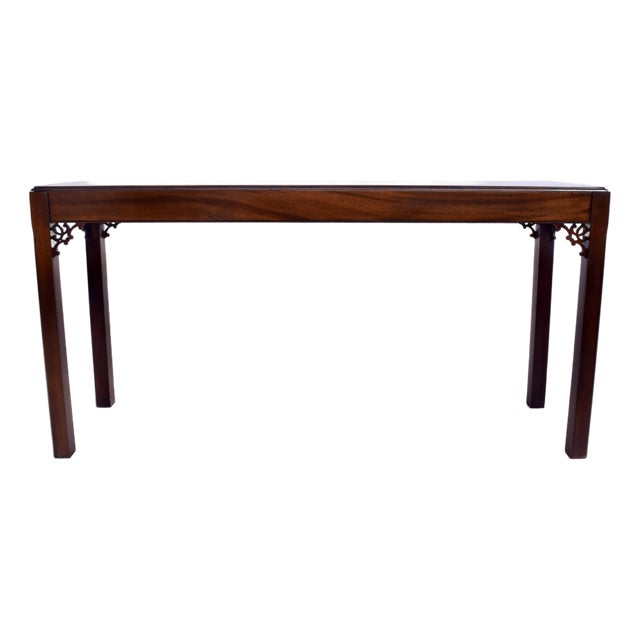 English Chippendale Console Table, Mahogany, Fret Work Design, 1980s For Sale