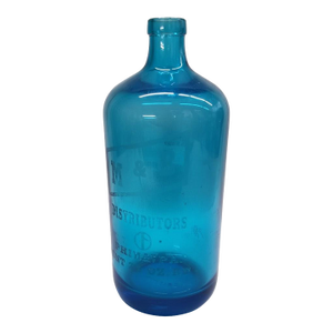 Vintage Peacock Blue Seltzer Bottle – M & B Distributors, Philadelphia, 26 Oz