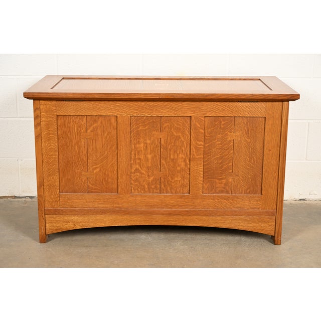 Stickley Harvey Ellis Collection Mission Arts & Crafts Inlaid Oak Blanket Chest For Sale - Image 16 of 18