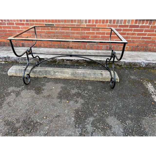 Brown Vintage Country Style Wrought Iron Base Solid Wood Top Dining Table. Made in Italy For Sale - Image 8 of 12