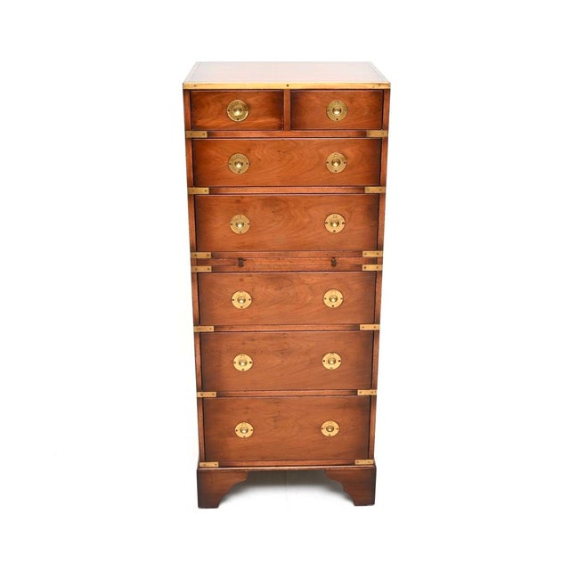 Yew Wood Military Campaign Chest of Drawers, 1950 For Sale - Image 4 of 11