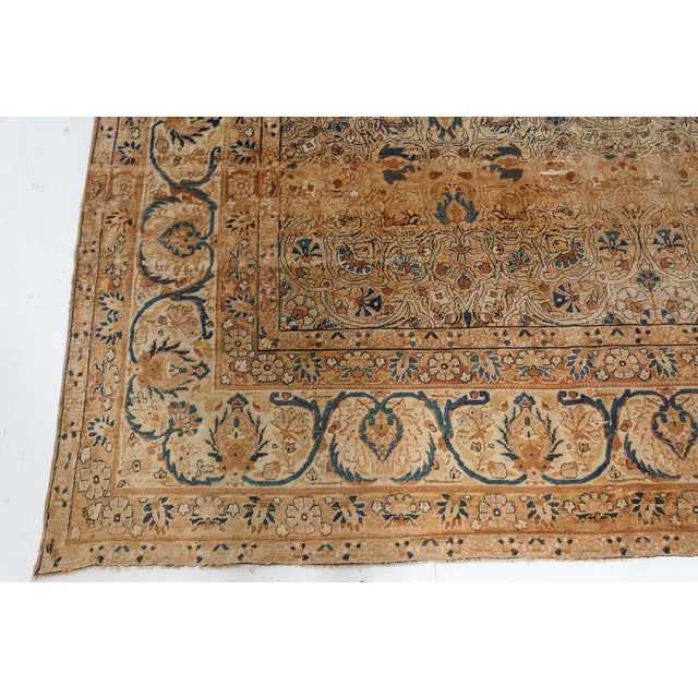 Authentic 19th Century Persian Kirman Handmade Wool Rug For Sale - Image 9 of 12