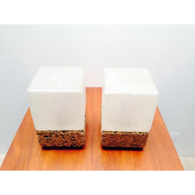 White Ice Cube Crackled Glass Table Lamps - A Pair For Sale - Image 8 of 10