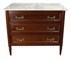 Louis XVI Commode with White Marble Top, 1970s