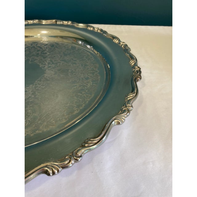 Oneida Vintage Oneida Silverplate Ornate Round Serving Tray For Sale - Image 4 of 5