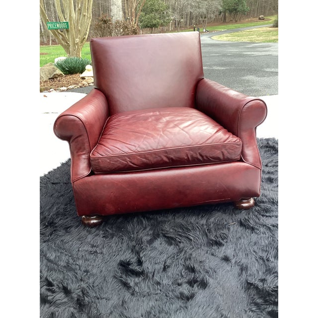Vintage Large Burgundy Leather Club Chair by Hickory Furniture For Sale - Image 9 of 10
