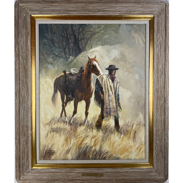 Paint American Horse Western "In Apache Territory" Oil Painting by Donald Wallace Muth For Sale - Image 7 of 7