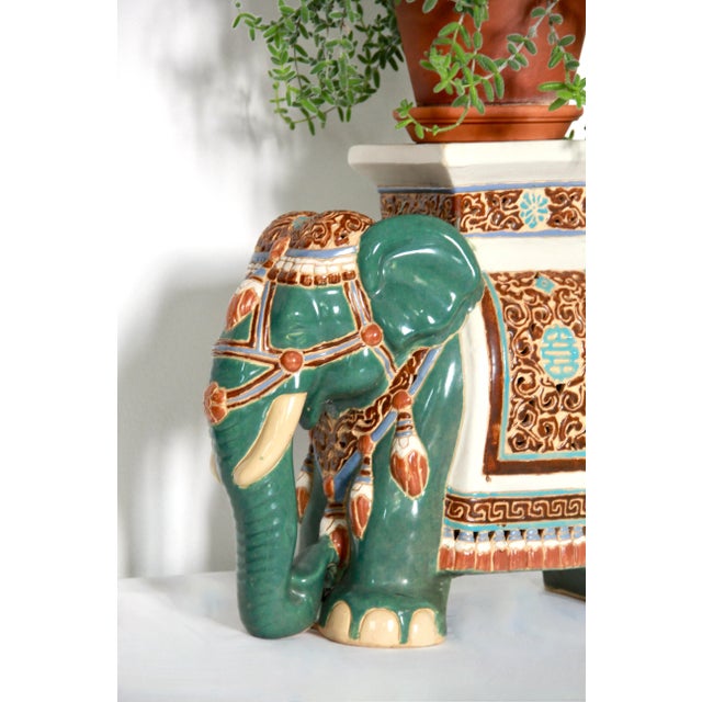 1970s Vintage Ceramic Handmade Elephant Plant Stand, 1970s For Sale - Image 5 of 11
