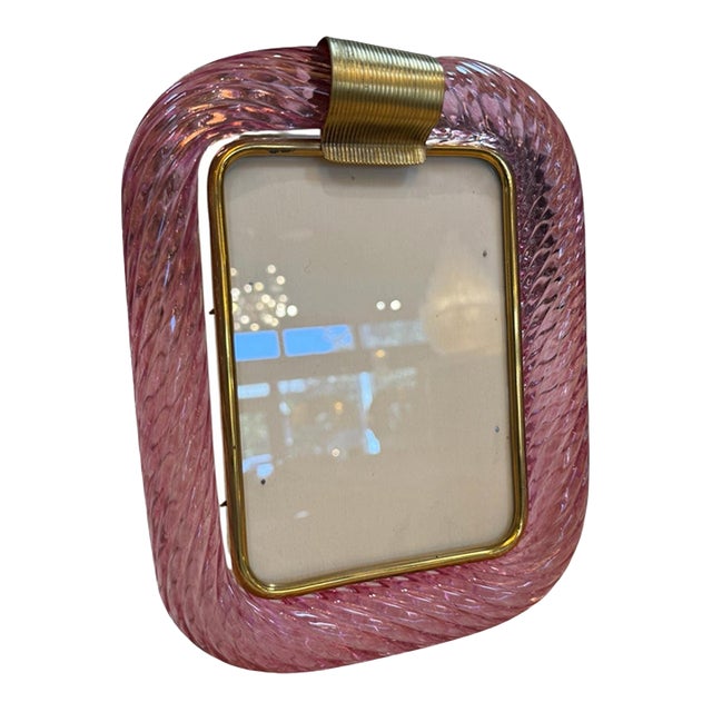 Pink Murano Glass Picture Frame For Sale