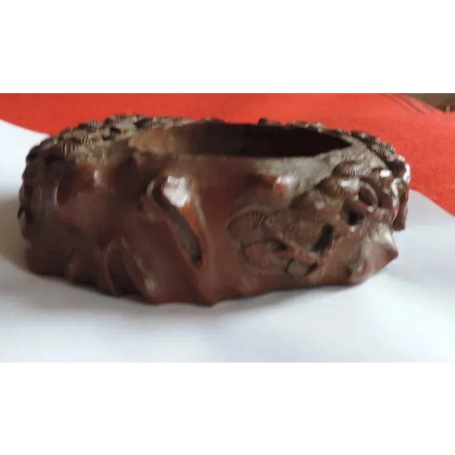 18th Century Chinese Carved Wood Scholar's Pine Branch Water Pot Brush Washer For Sale - Image 10 of 11