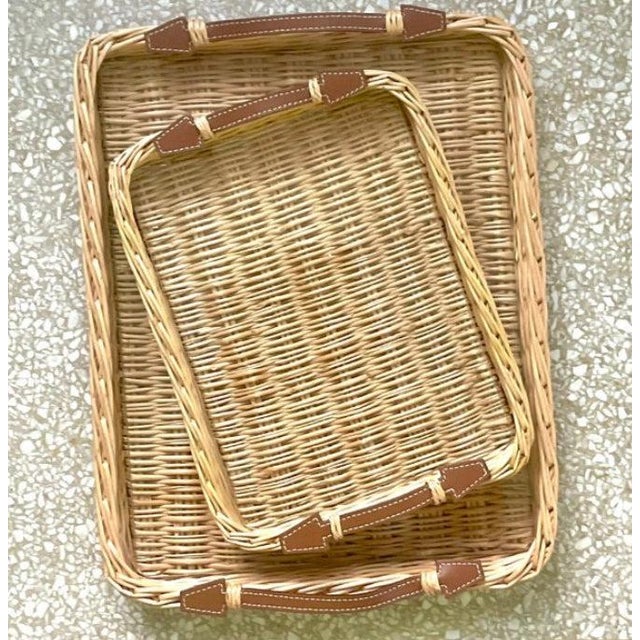 Contemporary Large Rectangular Brown Osier Tray For Sale - Image 3 of 6