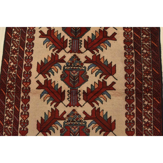 1990s Baloch Rug 3’4” X 6’4” Beige Wool Vintage Tribal Hand-Knotted Oriental Carpet For Sale - Image 5 of 12