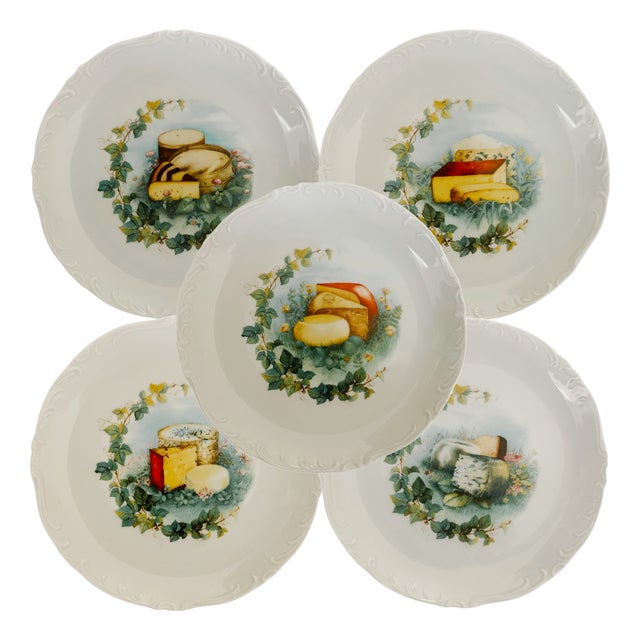 Vintage Bavarian Porcelain Cheese Plates by Johann Seltmann Vohenstrauss - Set of 5 For Sale