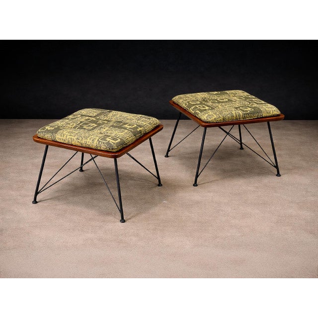 Green Pair of Brazilian Modern Stools Attributed to Carlo Hauner For Sale - Image 8 of 12