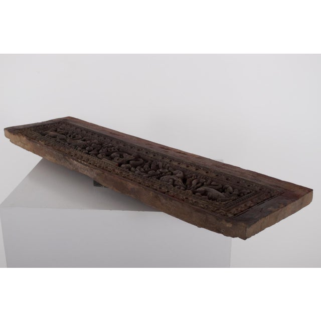 Wood Indian Carved Panel with Yalis and Annapakshi Decoration For Sale - Image 7 of 8
