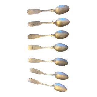 Late 19th Century Coin Silver Spoons - 7 pcs For Sale