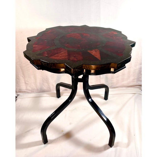 Art Deco Style Coconut Shell and Faux Marble Top Modernist Accent Side