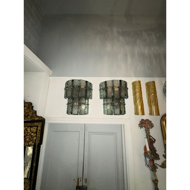 Early 21st Century Murano Ice Block Sconces - a Pair For Sale - Image 5 of 6