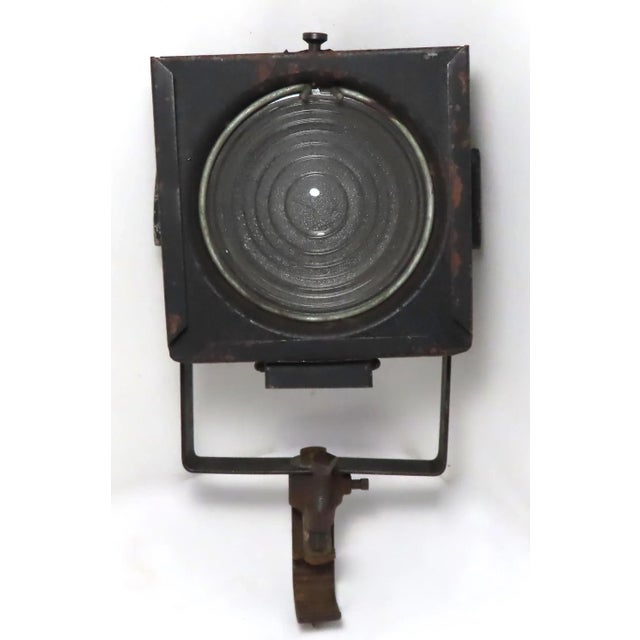 Authentic Vintage Mid Century Steel & Molded Glass Lens Theatre Stage Spotlight Lamp For Sale - Image 4 of 13