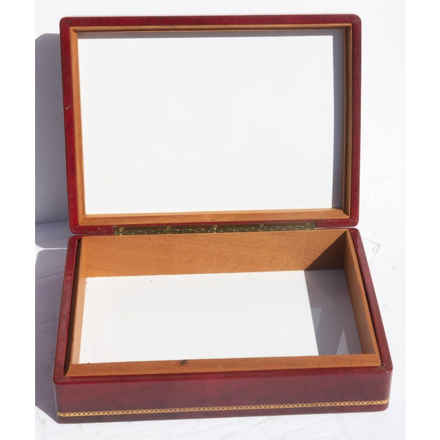 Mid 20th Century Italian Leather Ruby Red Box For Sale - Image 5 of 5