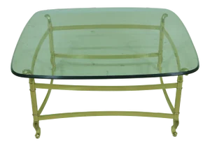 Labarge Brass Base Glass Top Coffee Cocktail Table