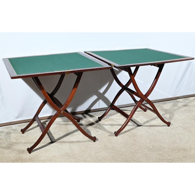 These game tables stamped by the famous English house H.J. Linton, formerly located at 30, rue Feydeau in Paris, each have...