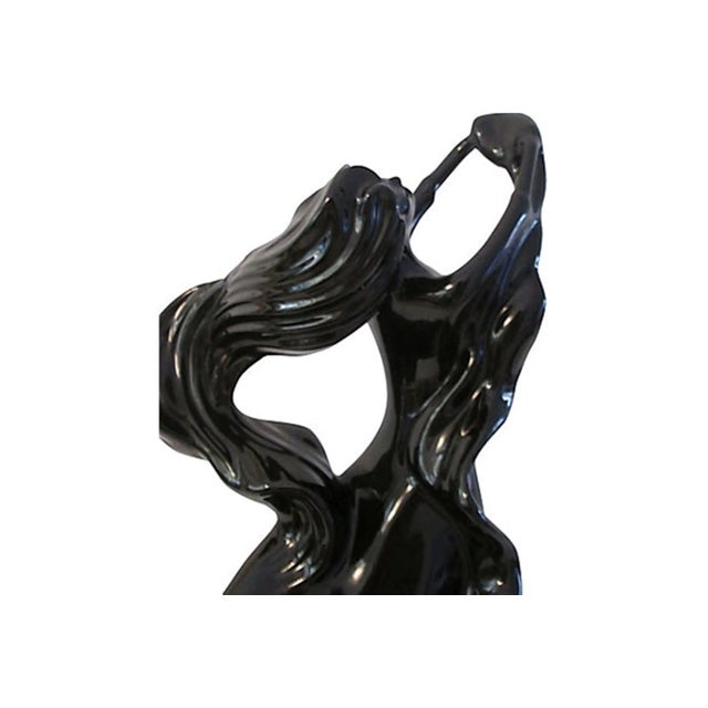 Modern 1980s Large Ebony Ceramic Flowing Dancer For Sale - Image 3 of 6