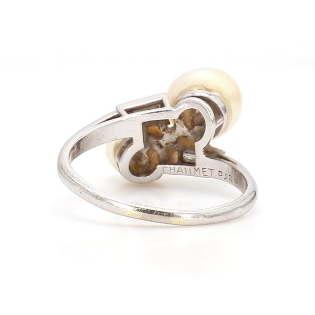 1920s Certified French Chaumet Toi Et Moi Platinum Art Deco Platinum Ring, Size 6.5 For Sale - Image 10 of 12