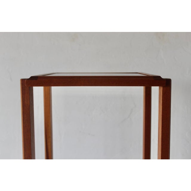 Brown Danish Style Modern Teak Plant Stand Two Tier Smoked Glass For Sale - Image 8 of 14