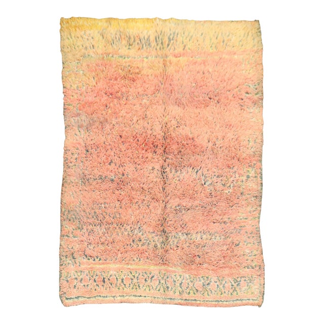 Early 20th Century Bright Pink Moroccan Minimalist Rug - 6'6" x 9'1" For Sale