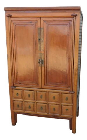 Teak Cupboard with 10 Drawers, 1900s