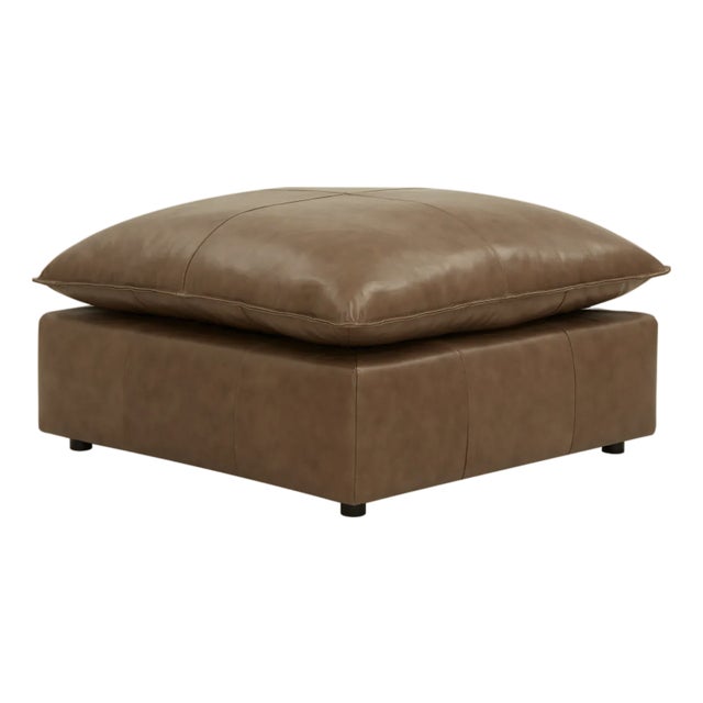 Cali Brown Performance Leather Ottoman For Sale - Image 4 of 4