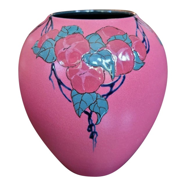 Rare 1921 Sara Sax for Rookwood Pottery French Red Glaze Morning Glories Vase For Sale