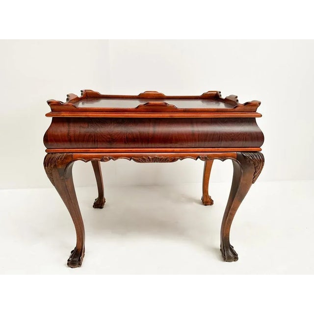 Wood Antique Chippendale Tea Table in Burr Walnut For Sale - Image 7 of 9