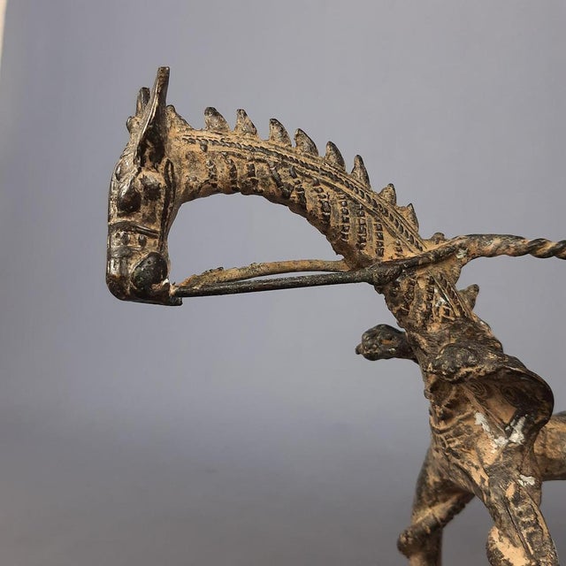 African Bronze Sculpture Horse with Warriors, Early 1900s For Sale - Image 12 of 17