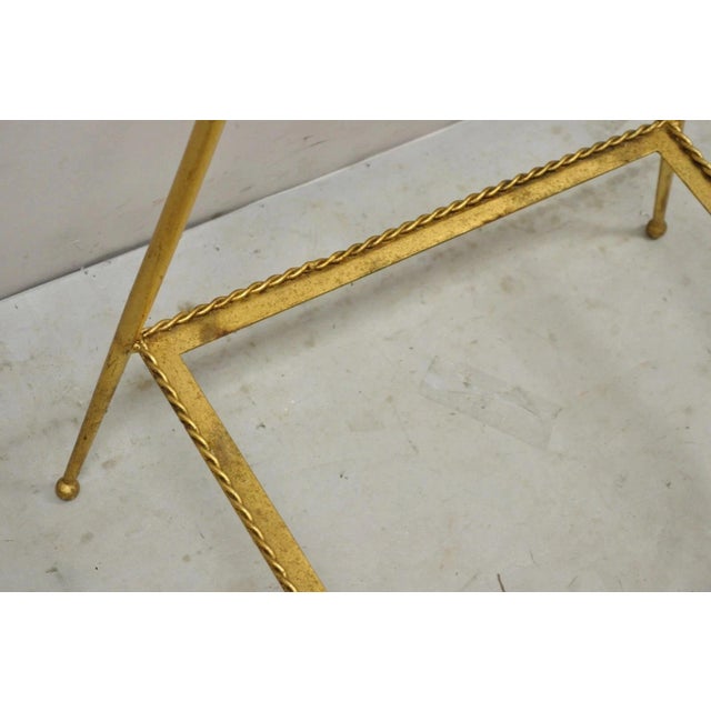 Mid 20th Century Italian Hollywood Regency Iron Rope Tassel Gold 3 Tier Etagere Stand Side Table For Sale - Image 9 of 12