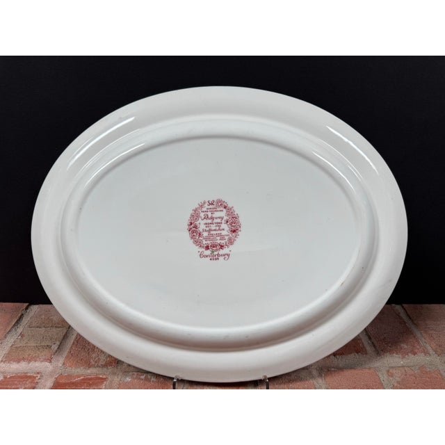 Staffordshire Vintage English Ridgeway Ironstone Staffordshire Red & Yellow Canterbury Oval Platter For Sale - Image 4 of 5