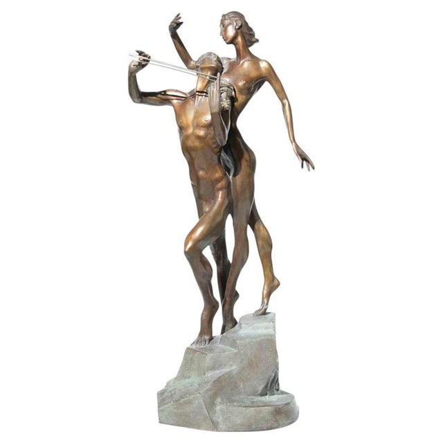 Misha Frid, Violin Player and His Muse Sculpture, 1990s, Bronze For Sale - Image 9 of 9