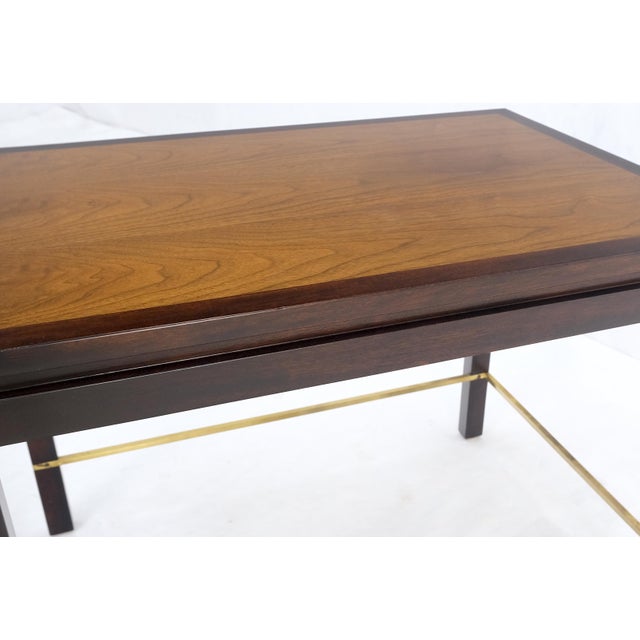 Dunbar 1970s Ebonised Walnut Brass Stretcher Set of 3 Nesting Side End Tables MINT!