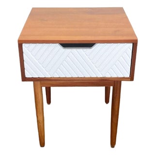 West Elm One Drawer Nightstand With Textured Drawer Front For Sale