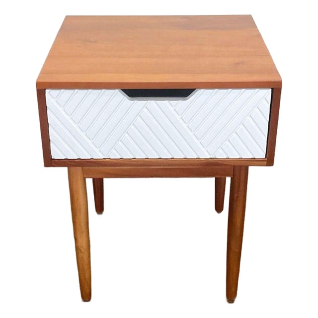 West Elm One Drawer Nightstand With Textured Drawer Front For Sale