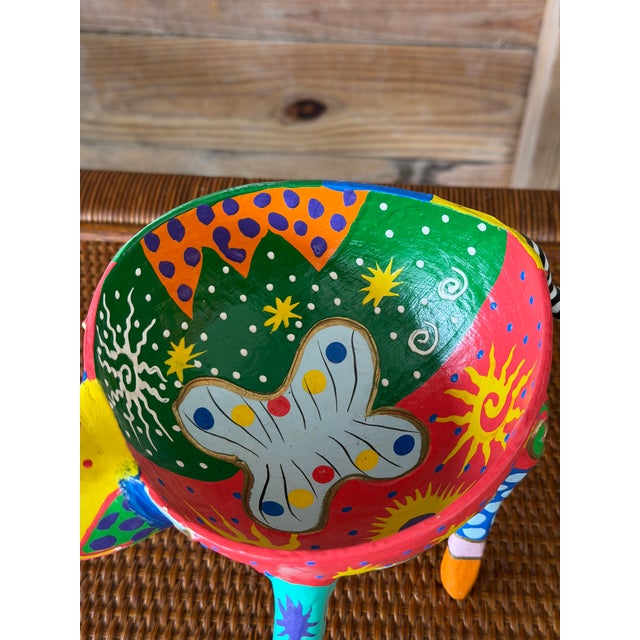 Hand-Painted Alebrije-Style Folk Art Giraffe Planter For Sale - Image 4 of 10