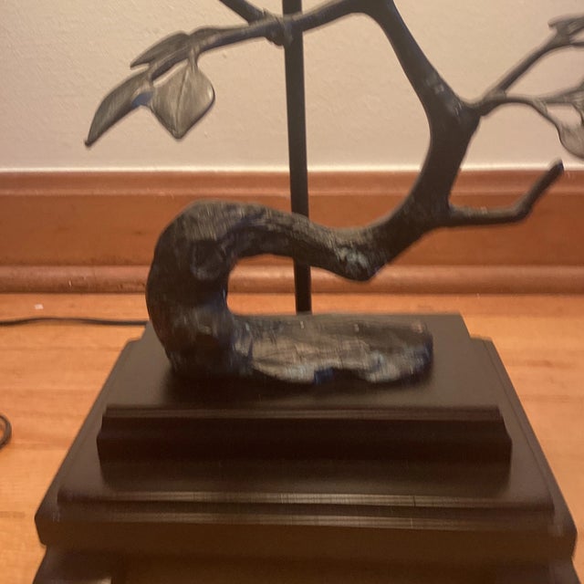 Vintage Frederick Cooper Birds on Tree Sculptural Brass and Bronze Table Lamp With Original Shade F. Cooper For Sale In Chicago - Image 6 of 12