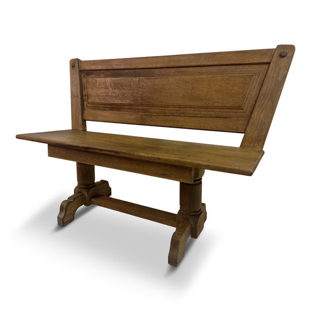 Vintage Belgian Oak Bench by De Puydt, 1960s For Sale - Image 15 of 15