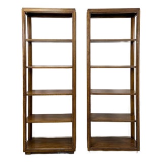 Drexel MCM Transitional Bookcase Pair Solid Wood Vintage Mid-Century Storage, Attributed For Sale