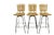 Set of 3 Mid-Century Danish Modern Arthur Umanoff Style Swivel Slat Bar Stools For Sale
